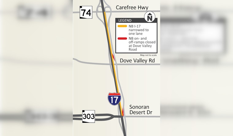 Weekend Traffic Alert: I-17 Northbound Near Phoenix to Narrow for Pavement Work