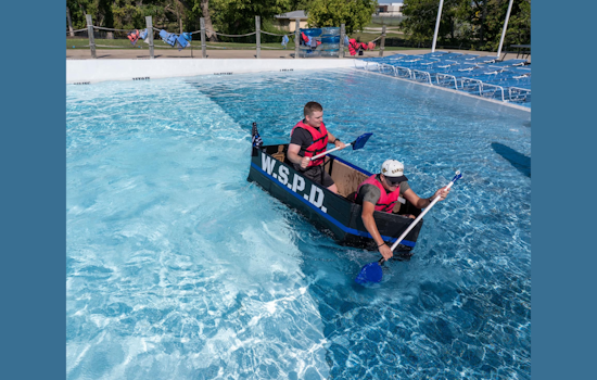 White Settlement Police Clinch Second Place in Friendly "Rock the Boat" Cardboard Race Against Fire Department