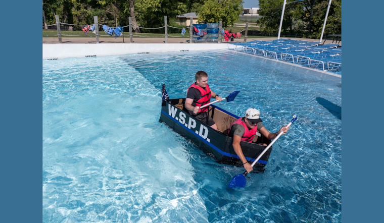 White Settlement Police Clinch Second Place in Friendly "Rock the Boat" Cardboard Race Against Fire Department