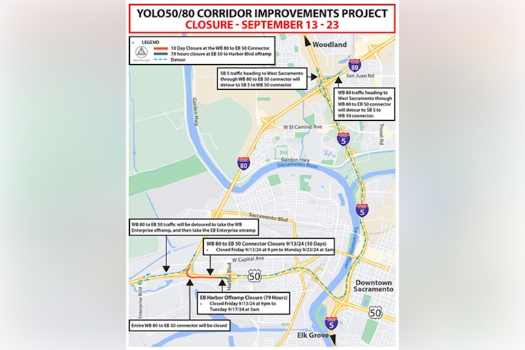 Yolo County Drivers to Face Delays During I-80 to US 50 Connector Closure in Sacramento