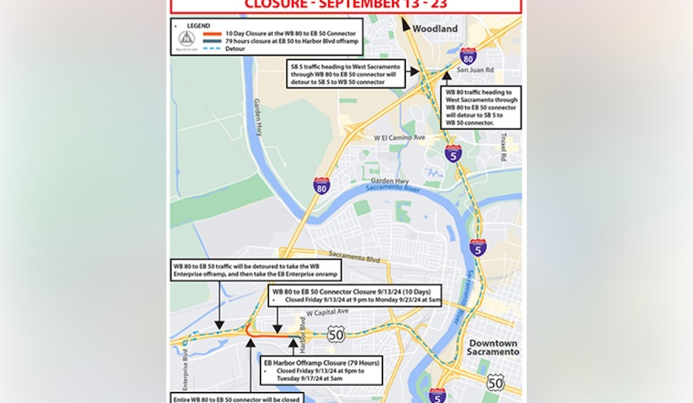 Yolo County Drivers to Face Delays During I-80 to US 50 Connector Closure in Sacramento