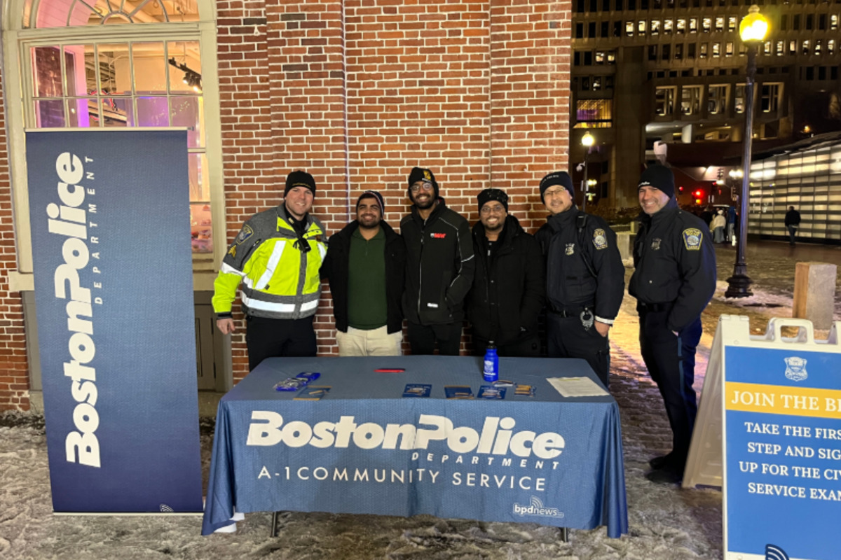 Boston Police Department Hosts Recruitment Drive At Quincy Market To