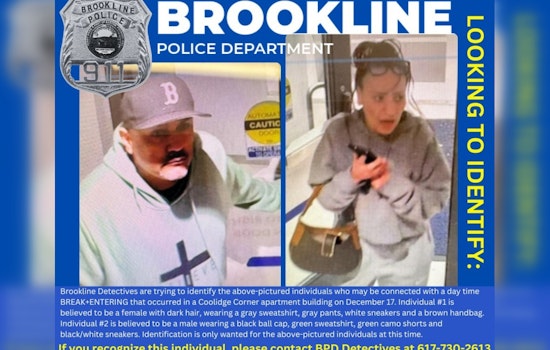 Brookline Police Seek Public's Help in Identifying Two Linked to Coolidge Corner Break-In