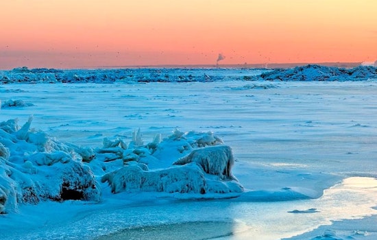 Canadian Freighter The Manitoulin Freed from Lake Erie's Ice Crew Safe