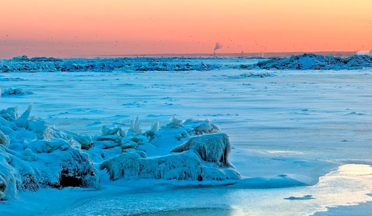 Canadian Freighter The Manitoulin Freed from Lake Erie's Ice Crew Safe