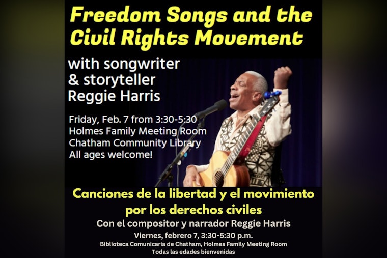 Chatham Community Library Hosts Reggie Harris for Live "Freedom Songs and the Civil Rights Movement" Program in Pittsboro