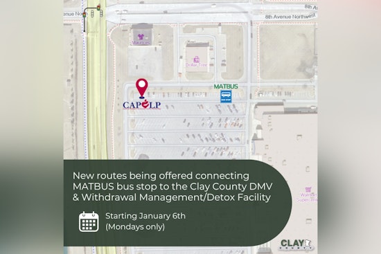 Clay County Expands Transportation Access with New Bus Routes Linking MATBUS Stop to DMV and Detox Facilities