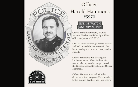 Dallas Police Department Honors Fallen Officer Harold Hammons on 33rd Anniversary of Line-of-Duty Death
