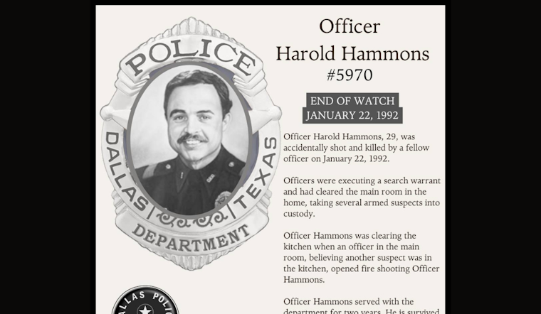 Dallas Police Department Honors Fallen Officer Harold Hammons on 33rd Anniversary of Line-of-Duty Death