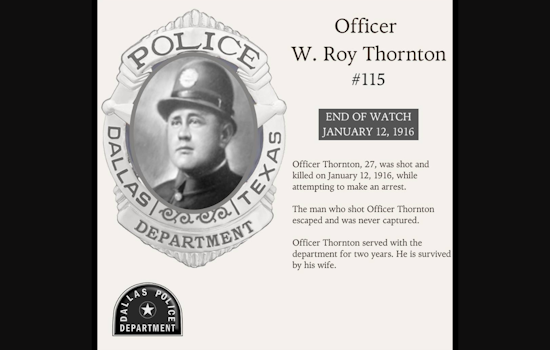 Dallas Police Department Honors Fallen Officer Roy Thornton a Century Later