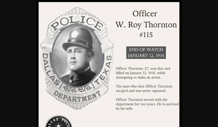 Dallas Police Department Honors Fallen Officer Roy Thornton a Century Later
