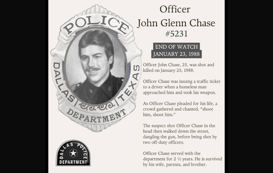 Dallas Police Department Honors Officer John Glenn Chase 37 Years After Line of Duty Death