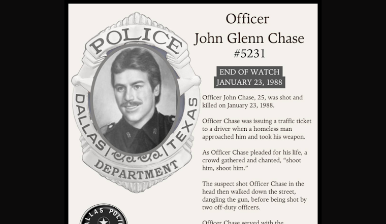 Dallas Police Department Honors Officer John Glenn Chase 37 Years After Line of Duty Death