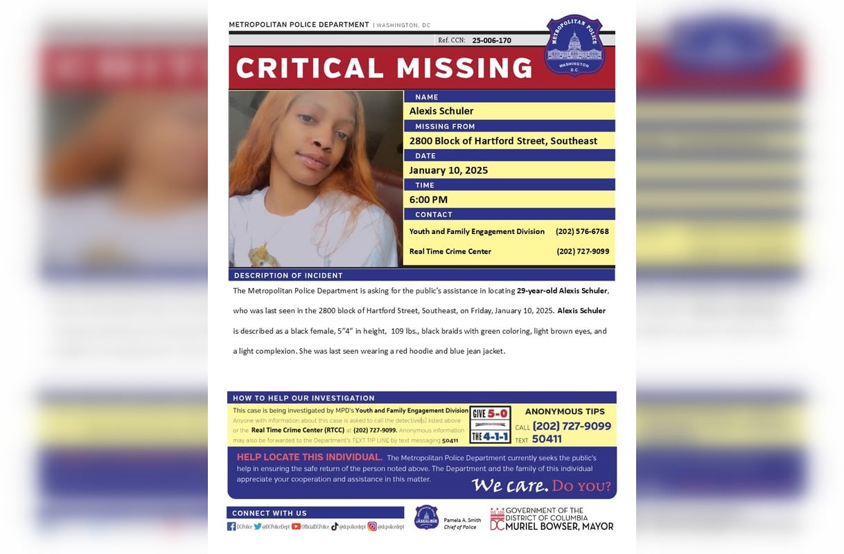 Dc Police Seek Publics Help In Locating Missing Woman Alexis Schuler