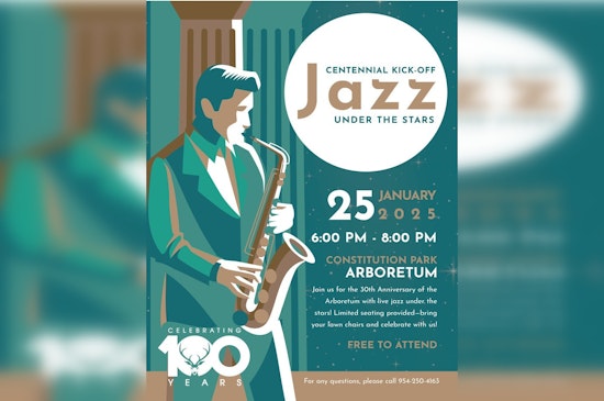 Deerfield Beach Celebrates Arboretum's 30th and City Centennial with Free "Jazz Under the Stars" Concert at Constitution Park