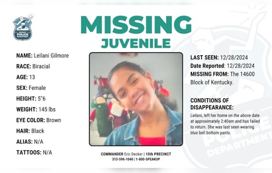Detroit Police Seek Help Locating Missing 13-Year-Old Leilani Gilmore