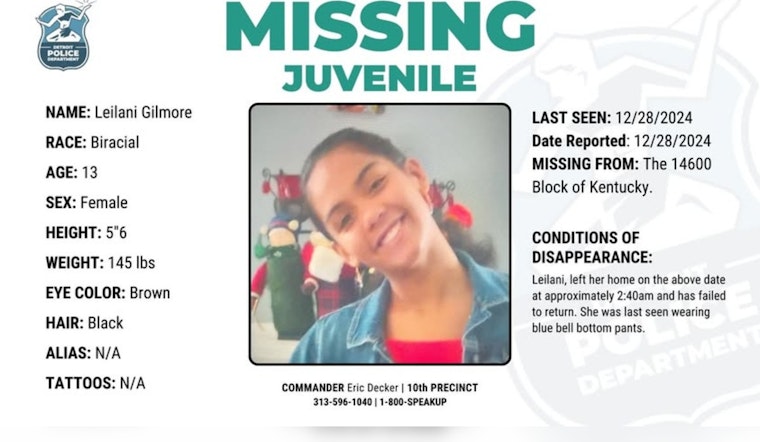 Detroit Police Seek Help Locating Missing 13-Year-Old Leilani Gilmore