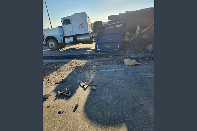 Driver Uninjured as Overturned Truck Disrupts Northbound I-35 Traffic in Dallas County