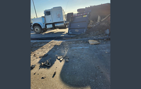 Driver Uninjured as Overturned Truck Disrupts Northbound I-35 Traffic in Dallas County