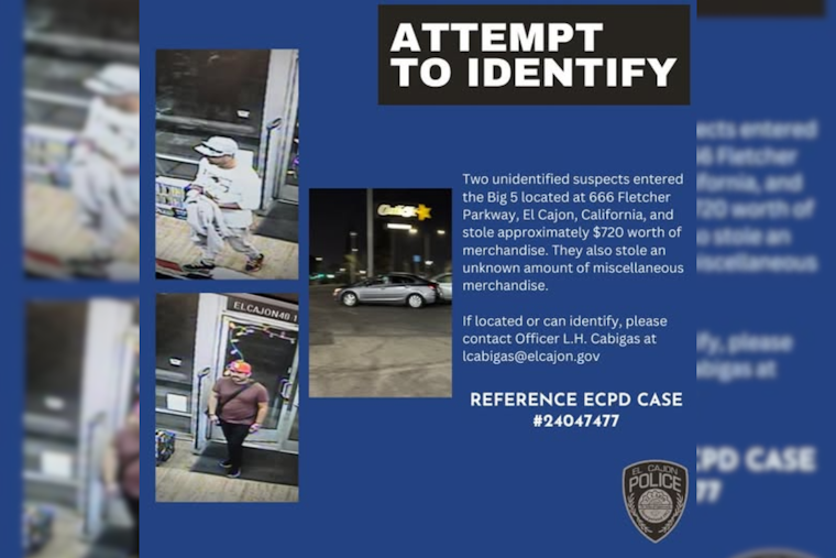 El Cajon Police Seek Public Aid to Identify Suspects in Big 5 Sporting Goods Store Theft