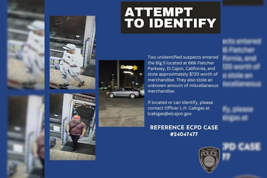 El Cajon Police Seek Public Aid to Identify Suspects in Big 5 Sporting Goods Store Theft
