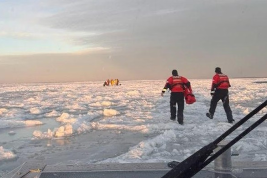Four Fishermen Rescued from Stranded Ice Floe on Lake Erie near Catawba Island