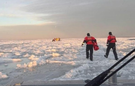 Four Fishermen Rescued from Stranded Ice Floe on Lake Erie near Catawba Island