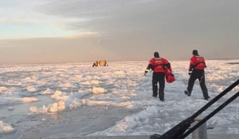 Four Fishermen Rescued from Stranded Ice Floe on Lake Erie near Catawba Island