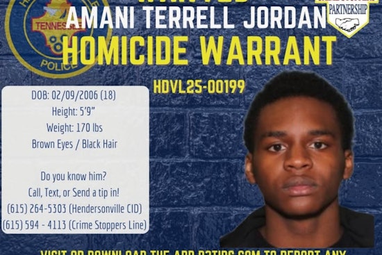 Hendersonville Police Seek Public's Help in Locating Suspect Amani Terrell Jordan for Murder
