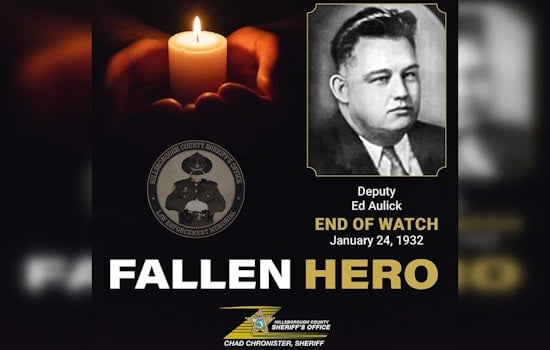 Hillsborough County Sheriff's Office Remembers Deputy Killed in 1932 With Solemn Tribute on Social Media