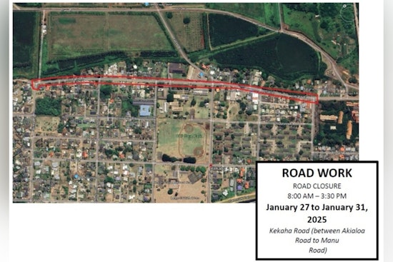 Kekaha Road Resurfacing Project to Impact Traffic January 27-31 with One Lane Access and No Parking Zones