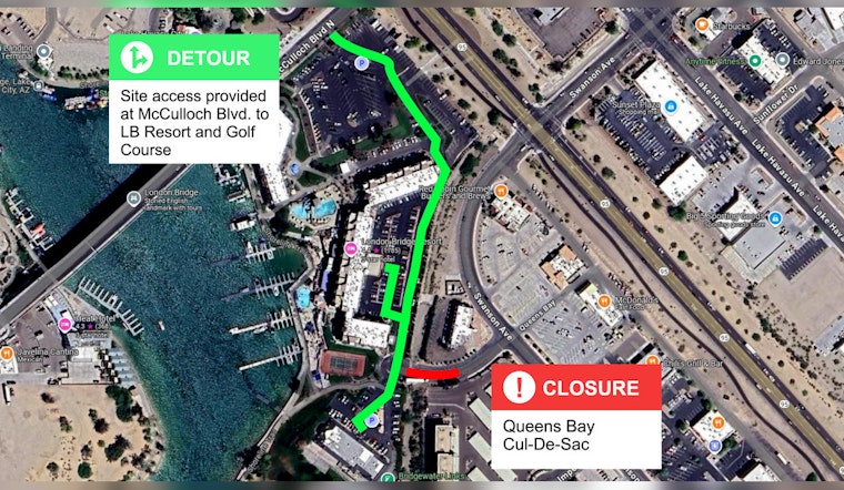 Lake Havasu City Announces Temporary Closure of Queen’s Bay Cul-de-sac for Construction