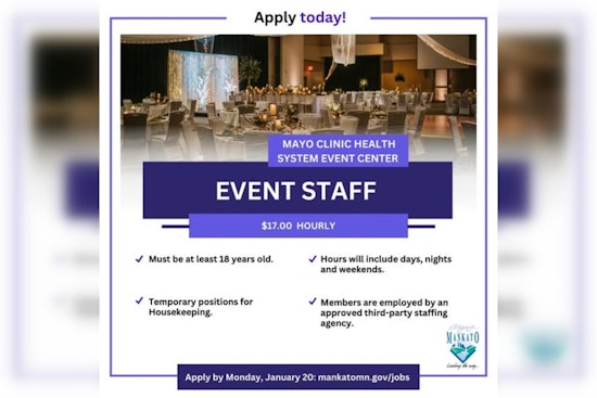Mankato Seeks Energetic Housekeepers for Mayo Clinic Health System Event Center, Offers Flexible Schedules