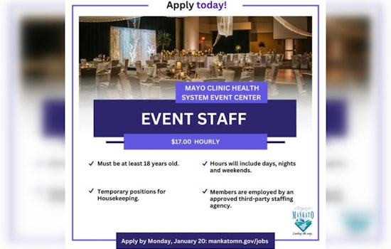 Mankato Seeks Energetic Housekeepers for Mayo Clinic Health System Event Center, Offers Flexible Schedules