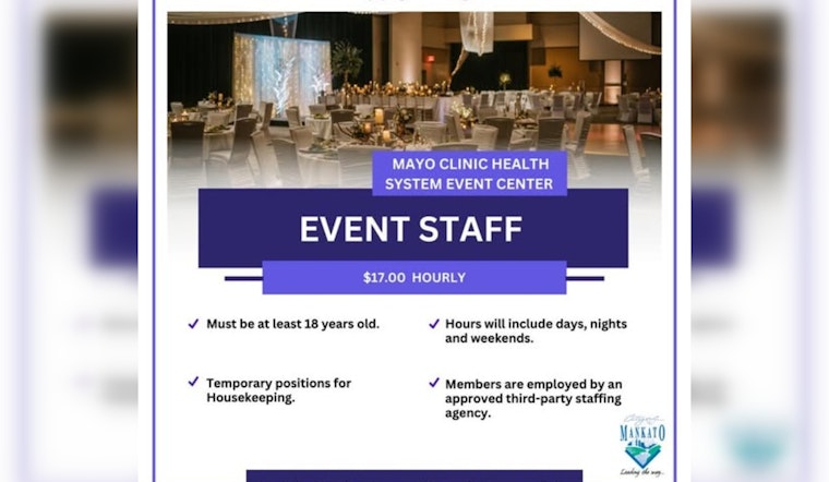 Mankato Seeks Energetic Housekeepers for Mayo Clinic Health System Event Center, Offers Flexible Schedules