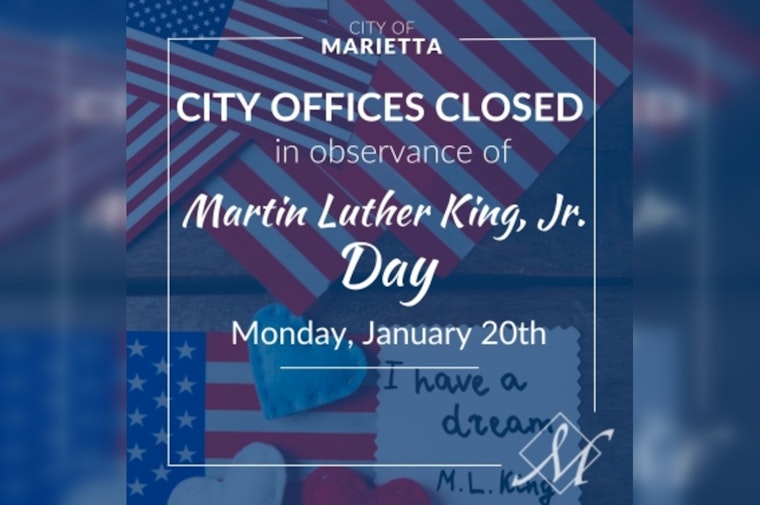 Marietta City Offices to Close for Martin Luther King Jr. Day and Service Schedules Changed