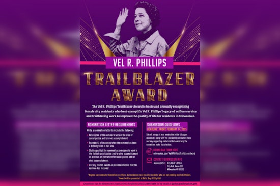 Milwaukee Seeks Nominations for 2025 Vel R. Phillips Trailblazer Award Honoring Women Leaders