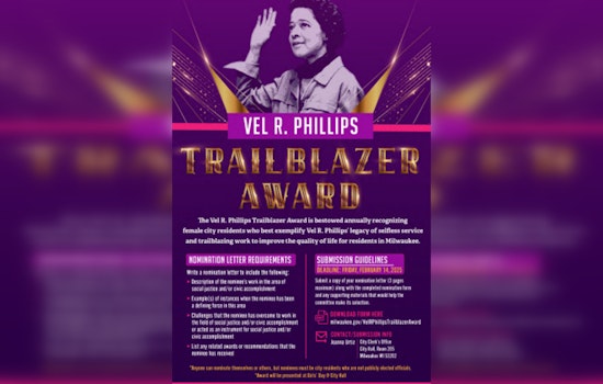 Milwaukee Seeks Nominations for 2025 Vel R. Phillips Trailblazer Award Honoring Women Leaders