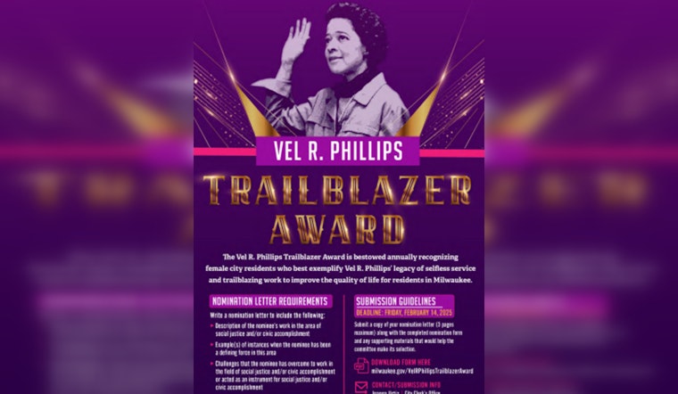 Milwaukee Seeks Nominations for 2025 Vel R. Phillips Trailblazer Award Honoring Women Leaders