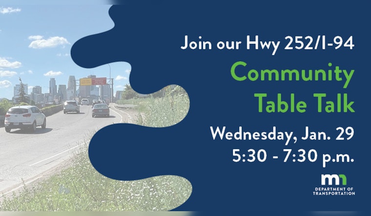 Minnesota Residents Invited to Discuss Hwy 252/I-94 Future in Virtual Community Table Talk