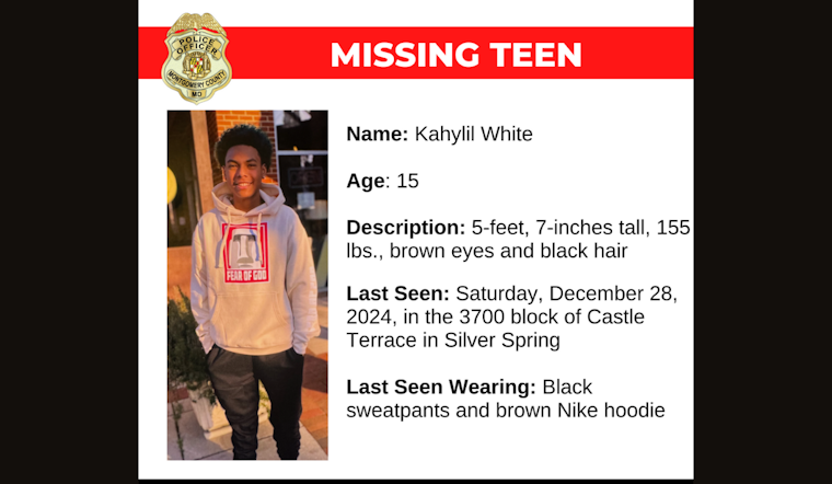 Montgomery County Police Seek Public's Assistance in Locating Missing Silver Spring Teen Kahyil White