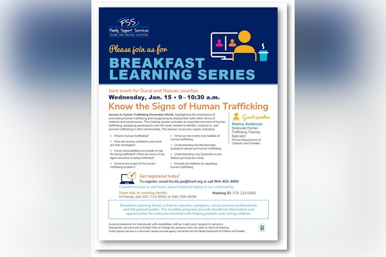 Nassau County Hosts Free Online Class to Combat Human Trafficking in Northeast Florida