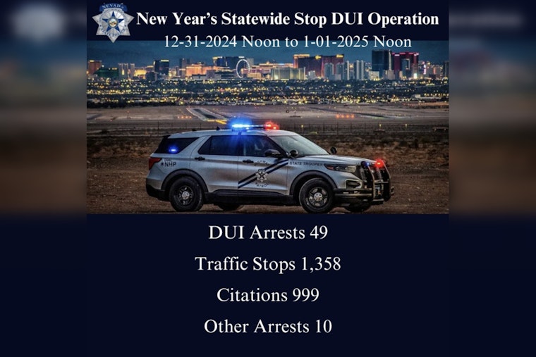 Nevada State Police Make 49 DUI Arrests, Issue Nearly 1,000 Citations During New Year's Enforcement Surge
