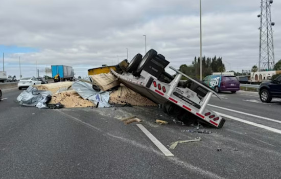 Overturned Lumber Truck Snarls Traffic on Florida's Turnpike in Orange County