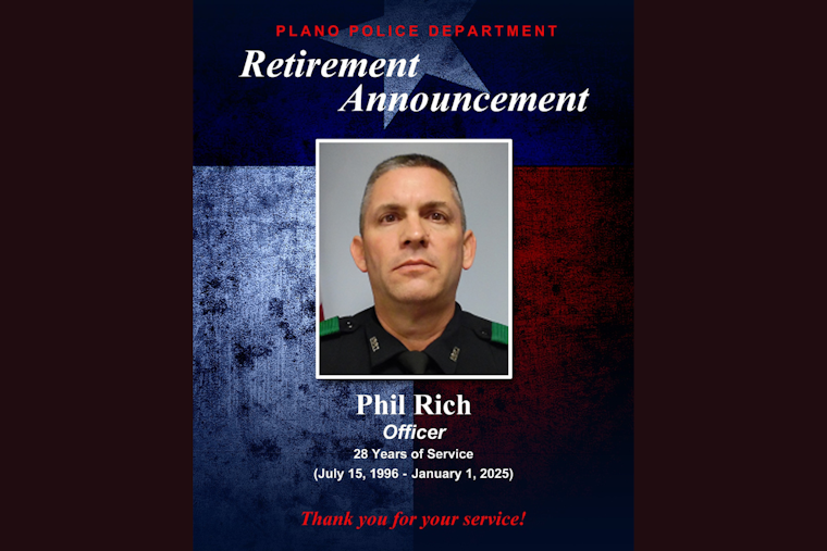 Plano Police Department Salutes Officer Phil Rich Upon Retirement After 28 Years of Service