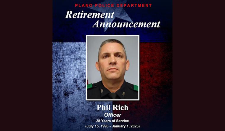 Plano Police Department Salutes Officer Phil Rich Upon Retirement After 28 Years of Service