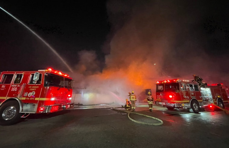 Pomona Fire Crews Battle Early Morning Blaze on North Garey Avenue, Nearby Streets Closed
