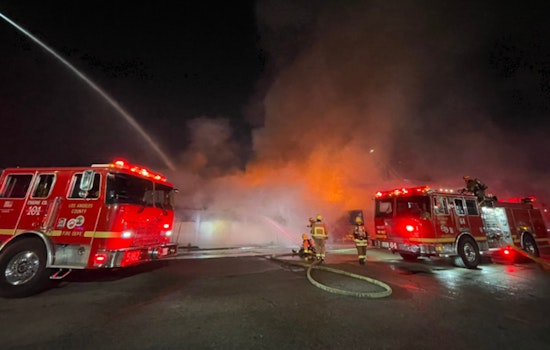 Pomona Fire Crews Battle Early Morning Blaze on North Garey Avenue, Nearby Streets Closed