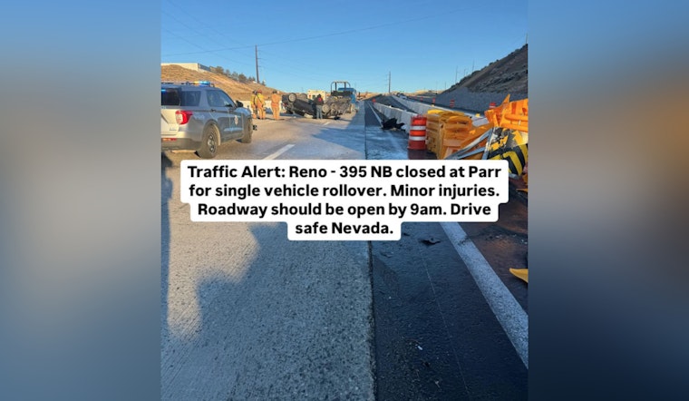 Reno Commute Delayed by 395 Northbound Rollover, Roadway to Reopen by 9 AM
