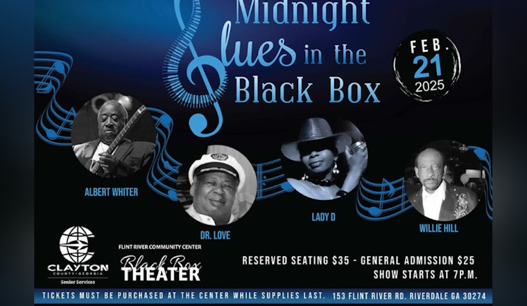 Riverdale's Flint River Community Center to Host "Midnight Blues in the Black Box" Event on February 21